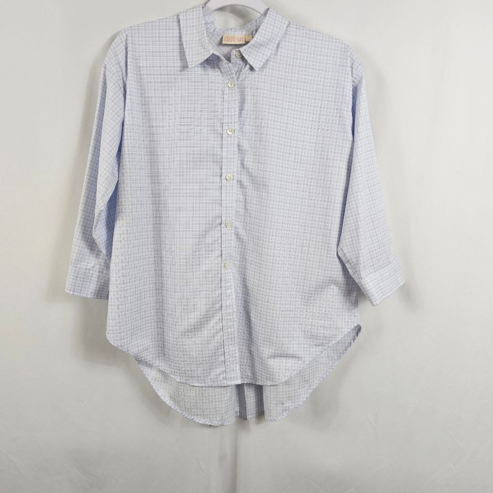 Heather Harlan Easy Shirt in Checkered Blue - Size XS